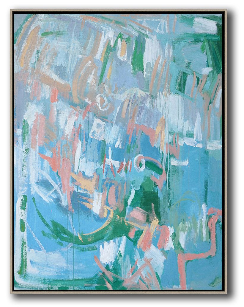 Large Abstract Art,Oversized Abstract Landscape Painting,Huge Abstract Canvas Art,Blue,Pink,Green.etc